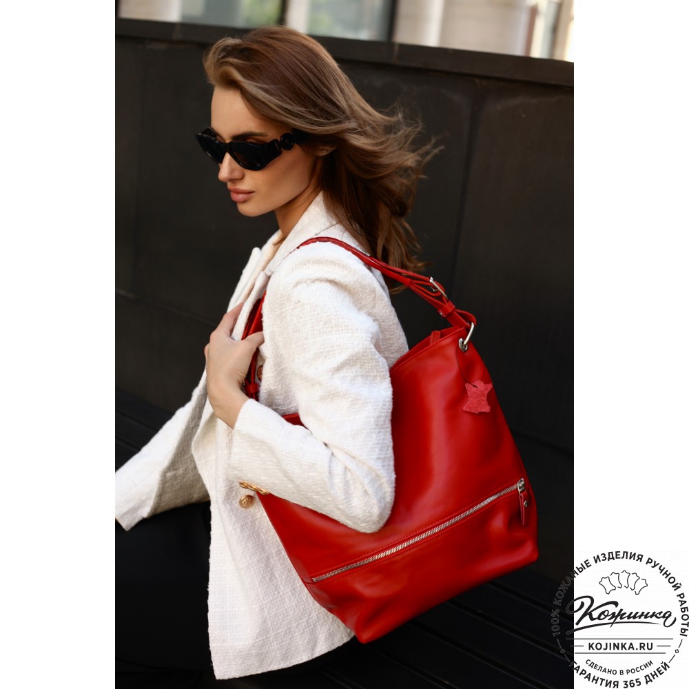 Кожаная женская сумка "Бэлла" (красная гладкая кожа)